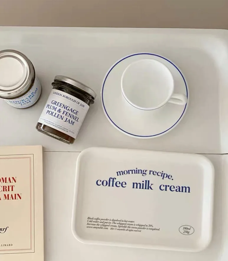 SYL Korean ins style melamine square plates fruit cup holder tray coffee milk cream breakfast tray