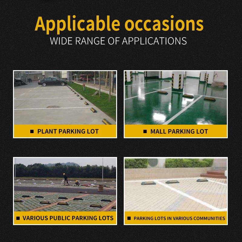 Parking Stopper for Garage Floor, Blocks Car Wheels as Parking Aid and Stops the Tires, acting as Rubber Plastic Parking Curbs