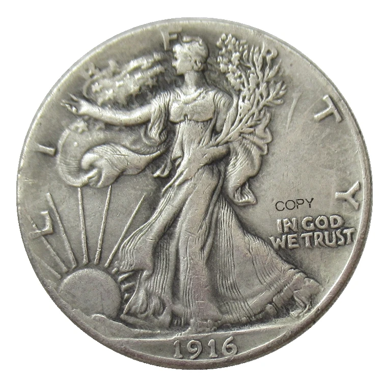 Reproduction 1916 P/D/S  Walking Liberty Half Dollar Silver Plated Decorative Commemorative Coins