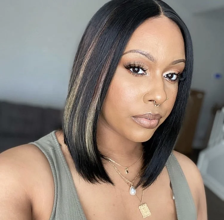 
Alisa New Style Pre-Plucked Rainbow Highlight Color Lace Front Wigs Short Colorful Bob Wigs 