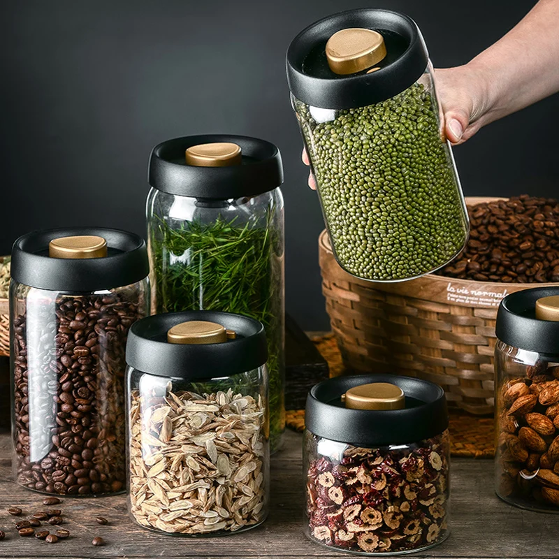 Wholesale Domestic Coffee Bean Vacuum Preservation Sealed Glass Food Grade Press Air Storage Tank