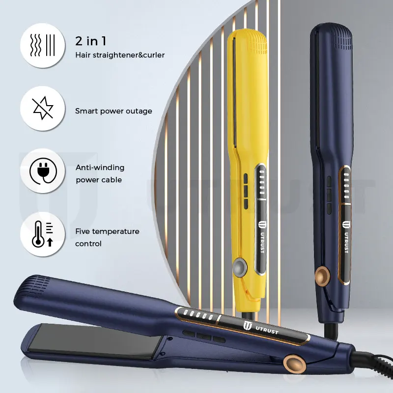 Professional Pink Straightening Wide Hair Straightening Titanium Coating Hair Straightener Pink Flat Iron