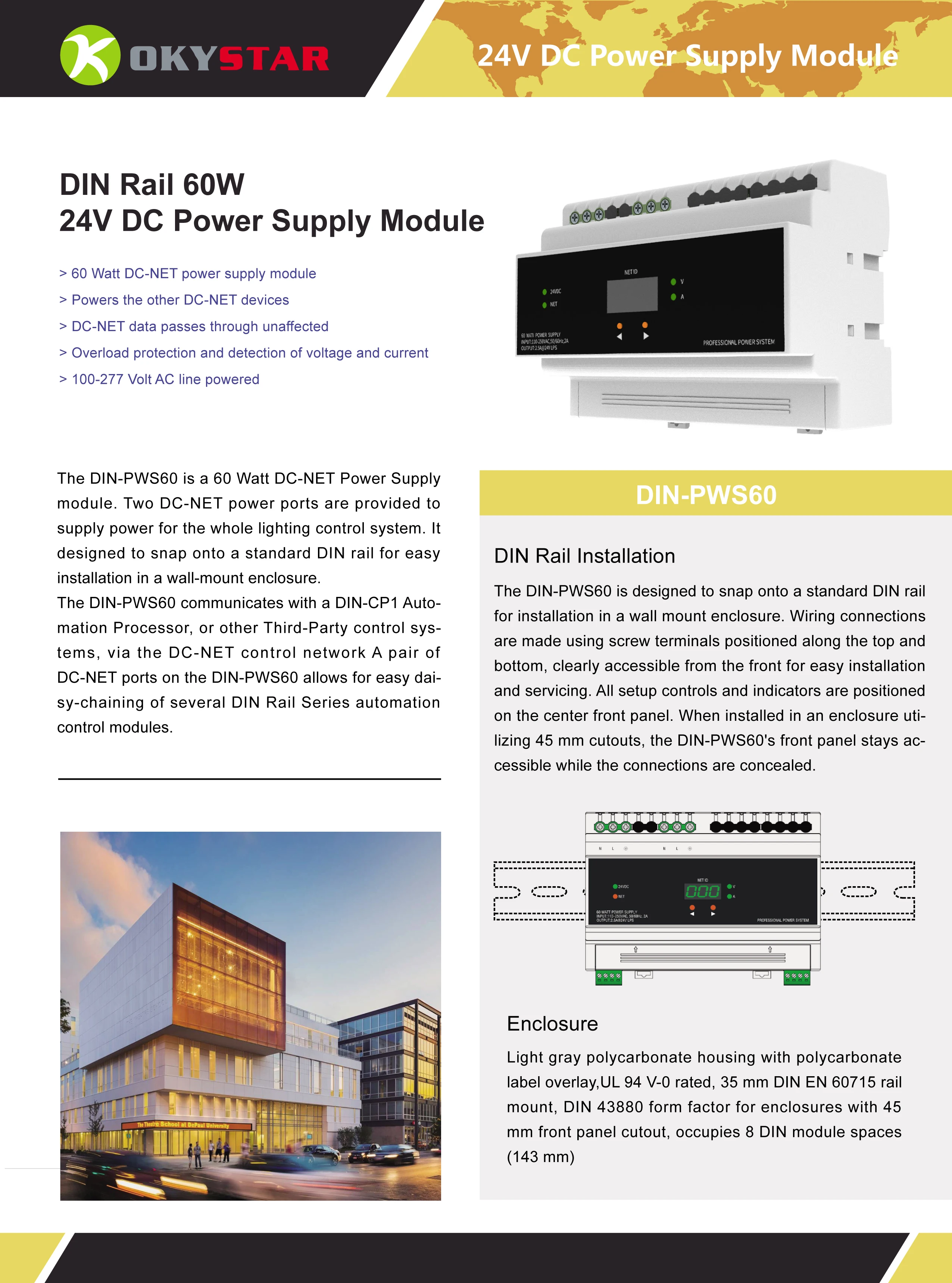 Intelligent LED Lighting Controls Module Wireless Power Supply for DALI Lighting Control System