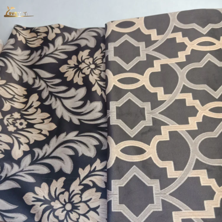 Geometric Printing Crushed velvet for sofa curtain