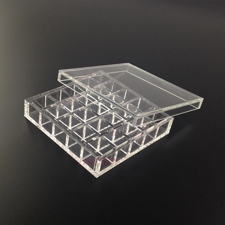 Multi compartments clear acrylic box 25 divisions perspex package case plexiglass box with lid