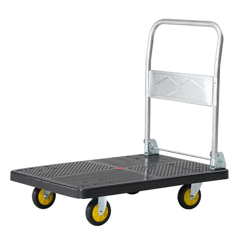 High Quality Hand Trolley 300kg Loading Foldable Warehouse Trolley Platform Push Trolley Folding Cart