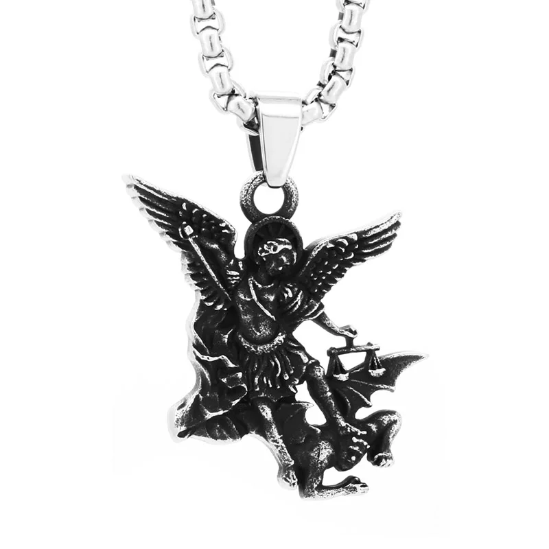 SS8-1136P новый креативный дизайн St Michael мужской кулон из нержавеющей стали винтажный молитвенный ожерелье модные украшения