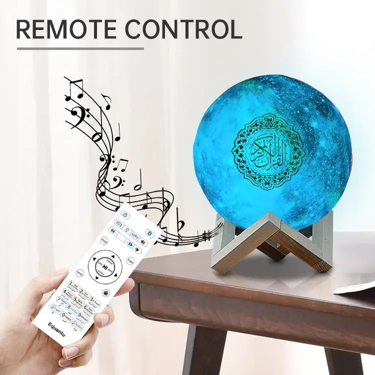 Цветной Bluetooth-динамик с 3D принтом неба Корана перезаряжаемый сенсорный пульт дистанционного управления светодиодный ночник 15 см