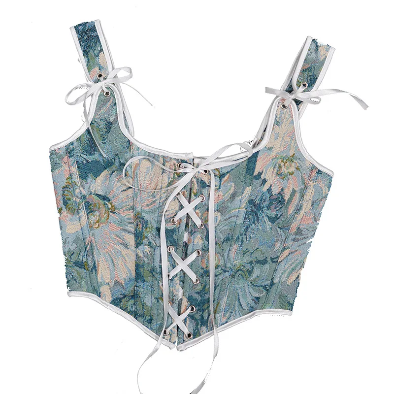 2023 Corset Tops for Women Rococo Cropped Tank Tops Lace Up Corset Bustier Elegant Baroque Corset Belt Overbust Lingerie