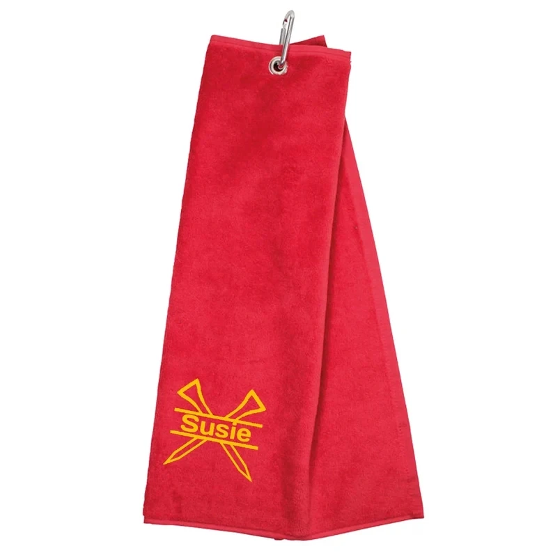 Personalized Bowling Towels 50cm*40cm Cotton Golf Towels Tri Fold Golf Towel With Carabiner Clip Custom DIY Monogram