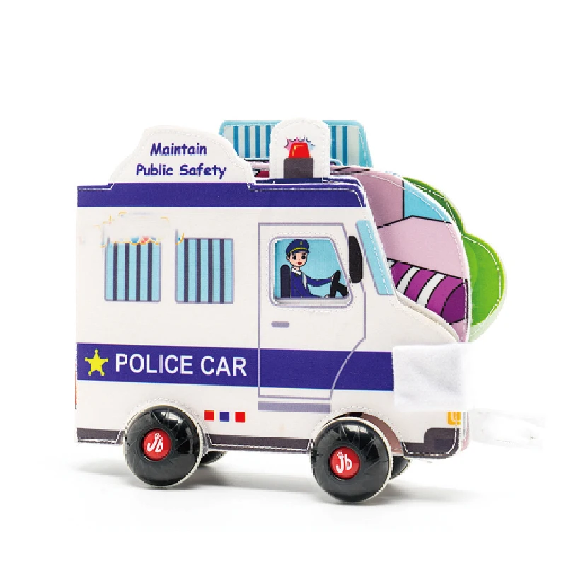 SEEJOYOU Wholesale OEM Traffic Vehicle Book Role Play Game Cloth Books Baby Educational Crinkle Preschool Activity Soft Book