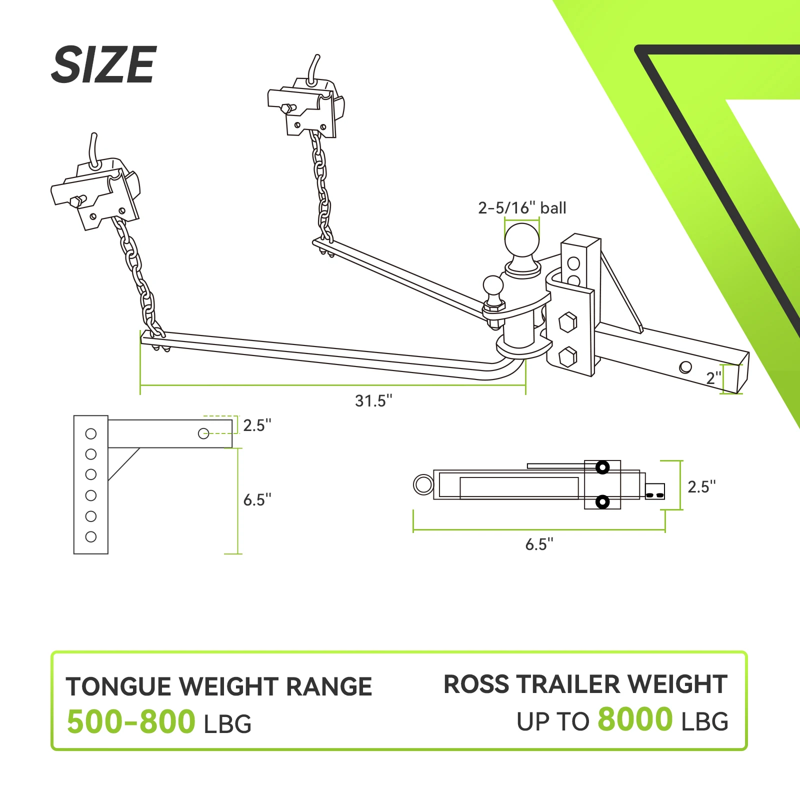 Truck Trailer Weight Distribution Hitch 8000lbs RV Accessories  Universal Hitch Towing System with Sway Control