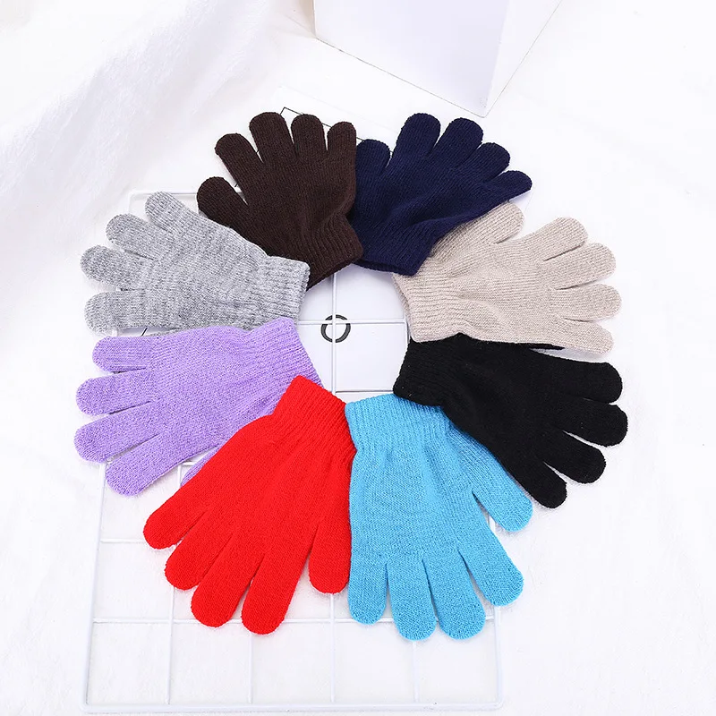 Cheap Women And Man Plain Acrylic Gloves Winter Keep Warm Knitted Gloves Winter Warm Gloves