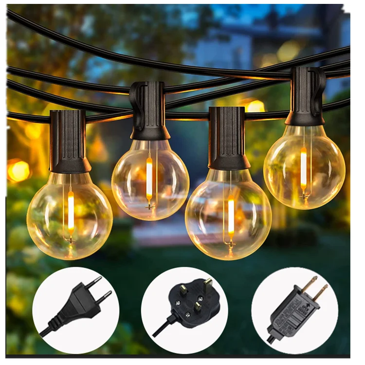 Factory Supply Waterproof Super Long 25ft Outdoor Indoor Decoration Christmas Patio G40 Bulb 25+2 LED String Lights
