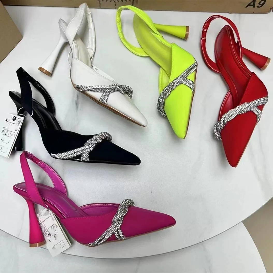 Elegant white satin leather wedding shoes, high-quality customized ankle pearl high heels, bride wedding shoes