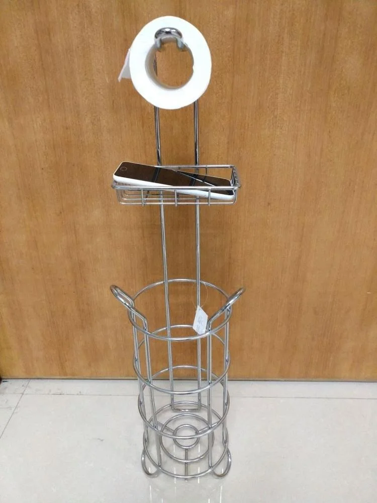 Free Standing Metal Accessories Home organizer bathroom standing toilet paper produce roll dispenser with wet dispenser