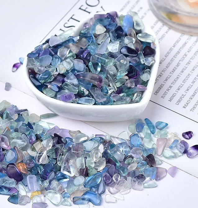 Factory Wholesale Natural Colorful Fluorite Chips Purple Crystal  Quartz Chips Chakra Pocket Stone CHENYISHI 5-7mm 7-9mm