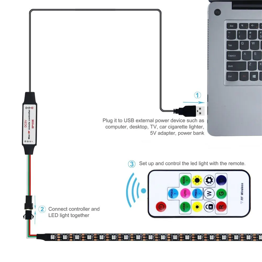  Пульт дистанционного управления SP103E RF с питанием от USB для цифровой светодиодной ленты Dream