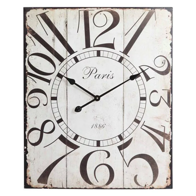 MF Wholesale OEM Products Wood rectangle  Wall Hanging Clock Laser cut Wood Rustic Clock