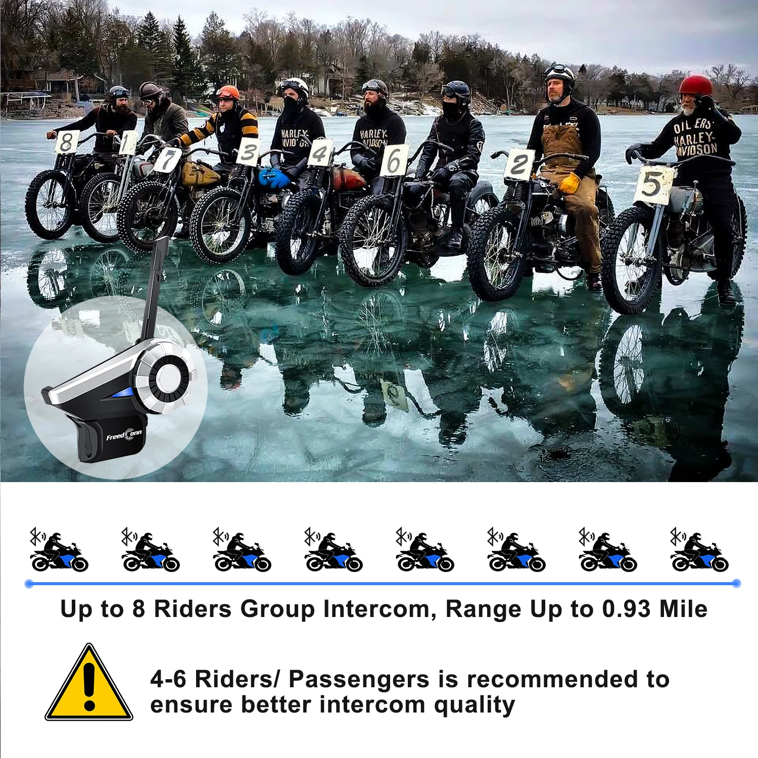 2pcs FreedConn T-Rex 1500M motorcycle communications hard mic helmet interphone intercom with FM Radio