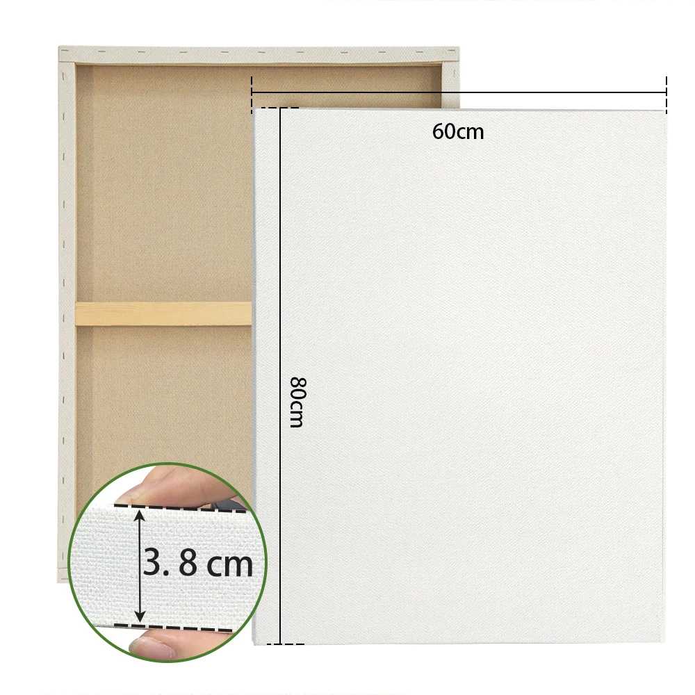OEM 3.8cm Deep Edge Wooden Canvas Frame 60x80cm Large Size 350g Linen Stretched Canvas For Oil Acrylic Painting