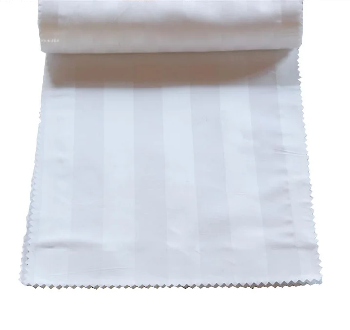 Высокое качество небольшой минимальный заказ шифрование сатиновая полоса вискоза хлопок ткань CVC для гостиничных комплектов постельного белья