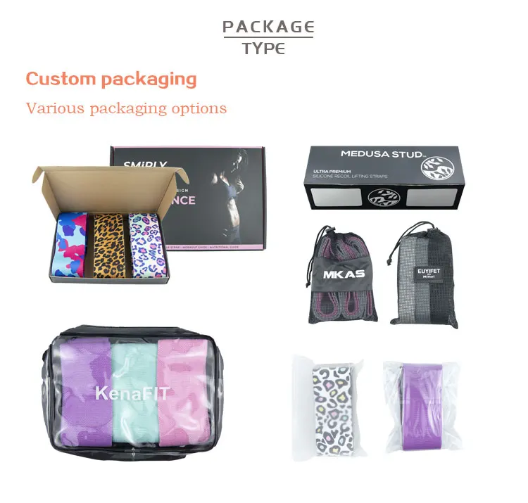 Custom logo Fabric Elastic Exercise Fitness Gym Hip Circle Loop Booty Resistance Bands Sets