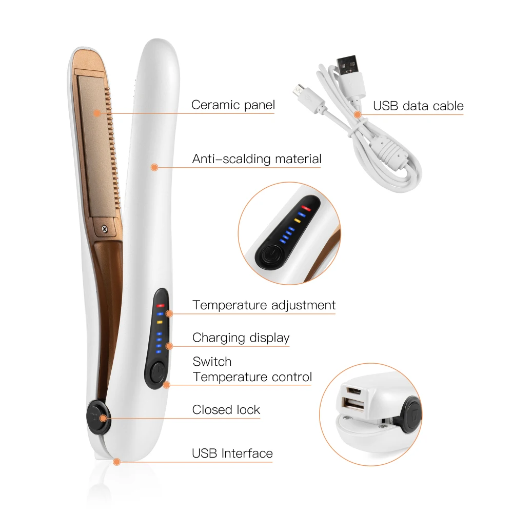 ceramic coating chargeable wholesale cordless wireless car charger flat iron  titanium