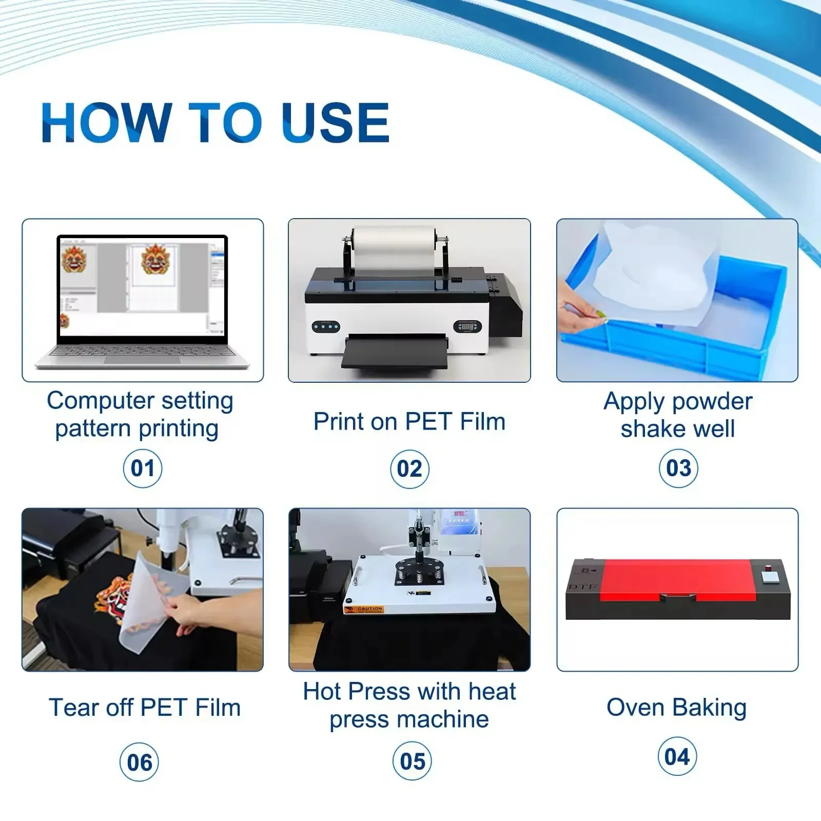 Factory Direct Sale A3 Dtf Printer Dual Xp600 Pet for Clothing Film Provided Printing Machine Pigment Ink Dtf Printer