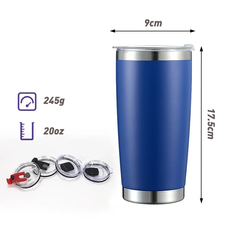 Custom Double Wall Stainless Steel cup 20oz Travel Mug Insulated Coffee Tumbler with BPA Free Spill-proof magnetic Lid