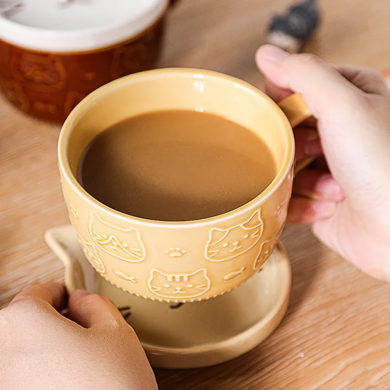 Cute design Ceramic Cat Cartoon Creative Tea Milk Cups Animal Pattern Mugs Unique Coffee Ceramic Mug