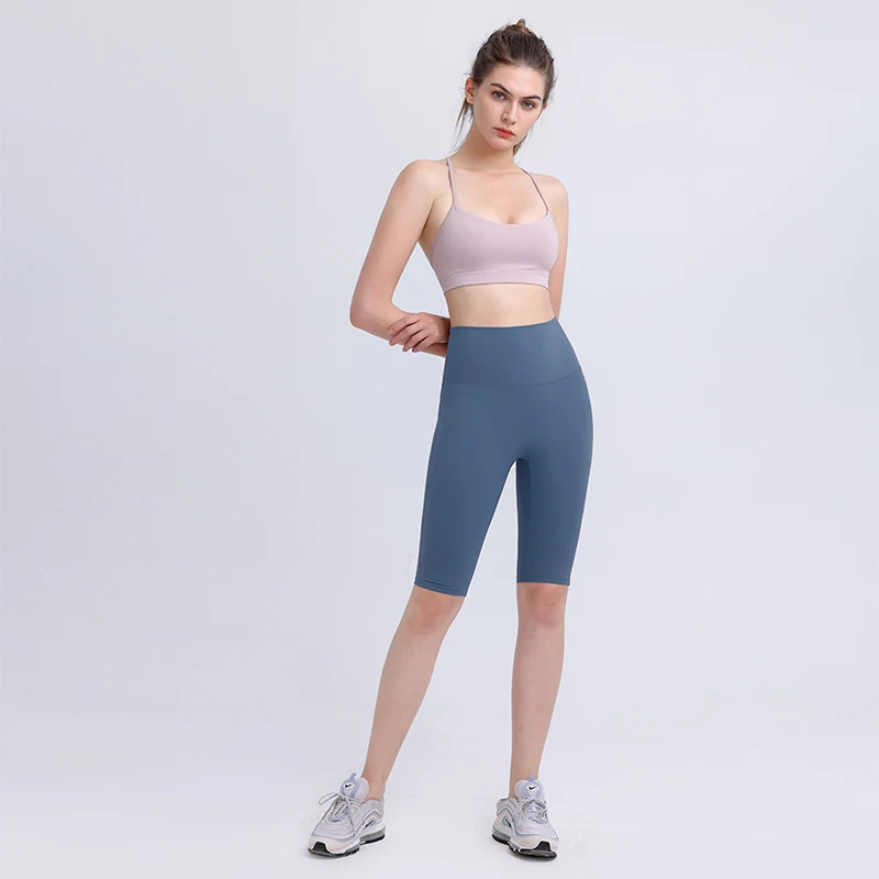 Wholesale lulu sports shorts for women gym rib bike shorts gym sportswear fitness workout yoga shorts