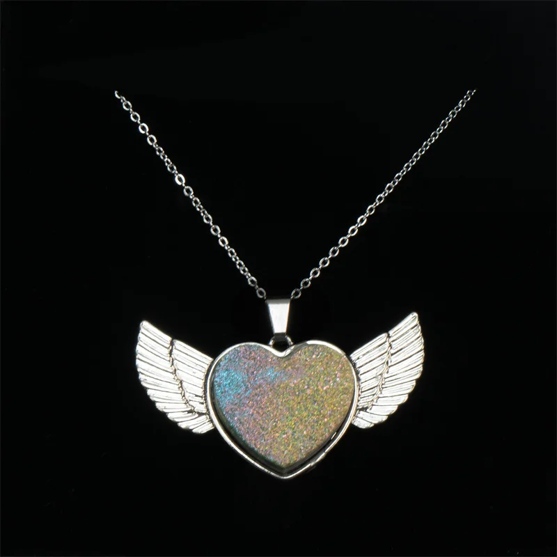 Natural Crystal Stone Druzy Heart Moon Star Shape Pendant Necklace With Stainless Steel Chain Gemstone Jewelry For Women Gifts