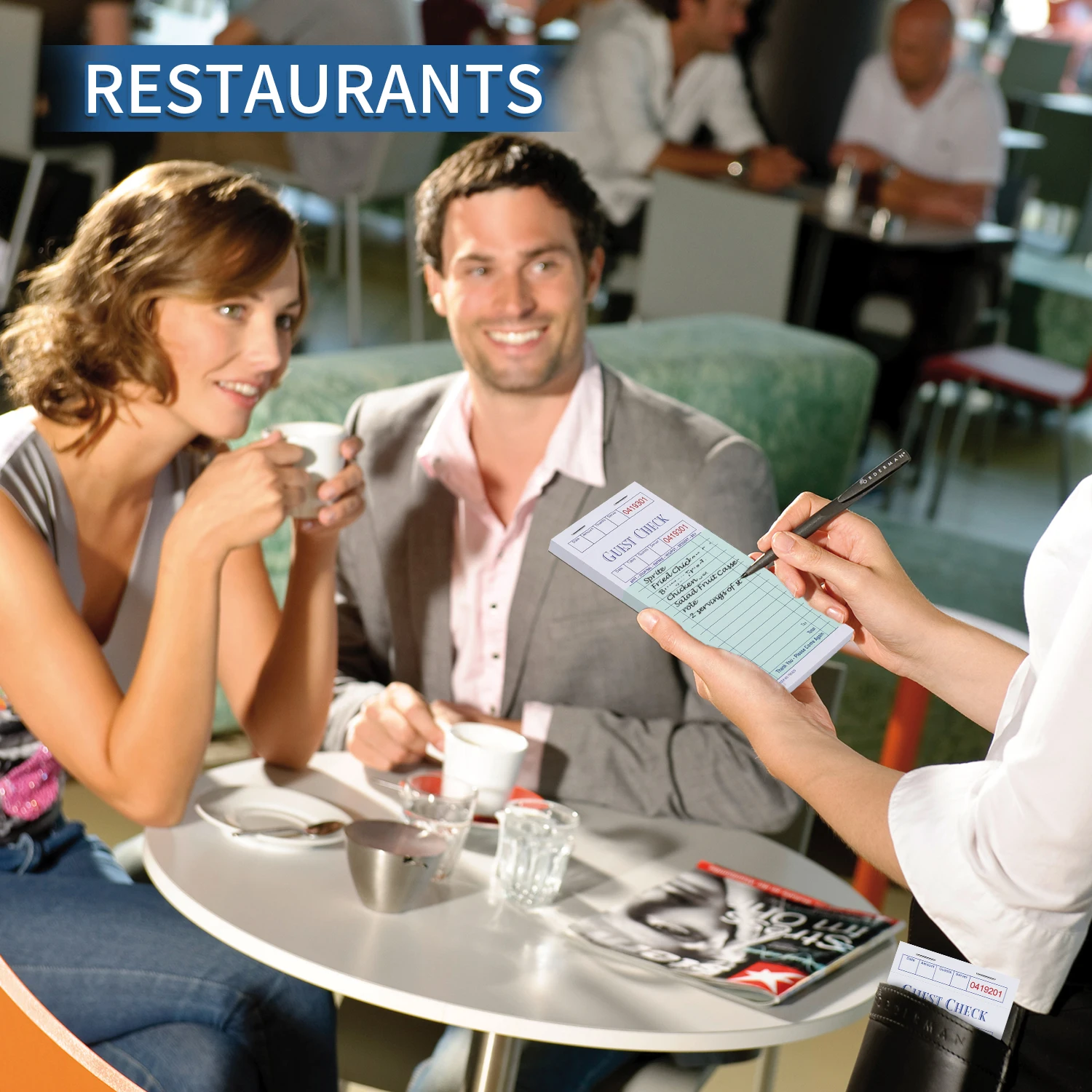 Customizable content offset printing Check gust Book purchase order for Restaurant and Hotel