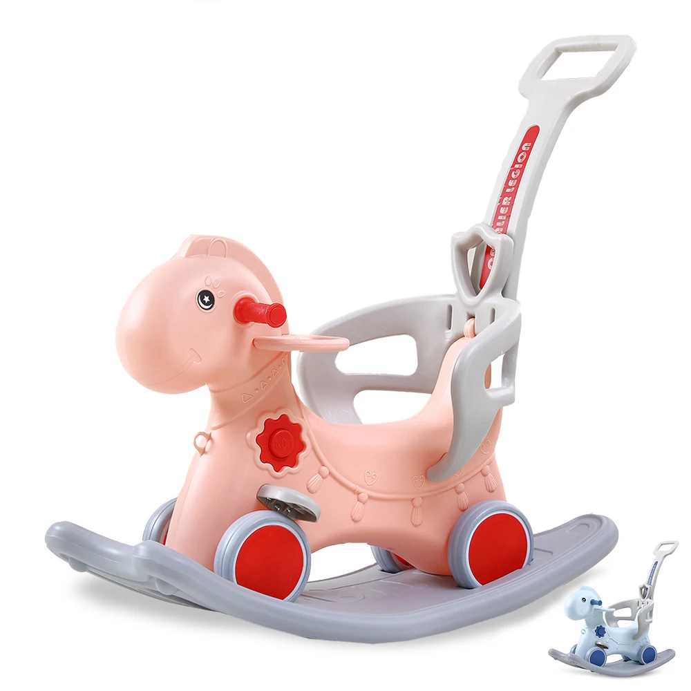 
Updated New design children animal ride toy baby walker plastic rocking horse for kids 