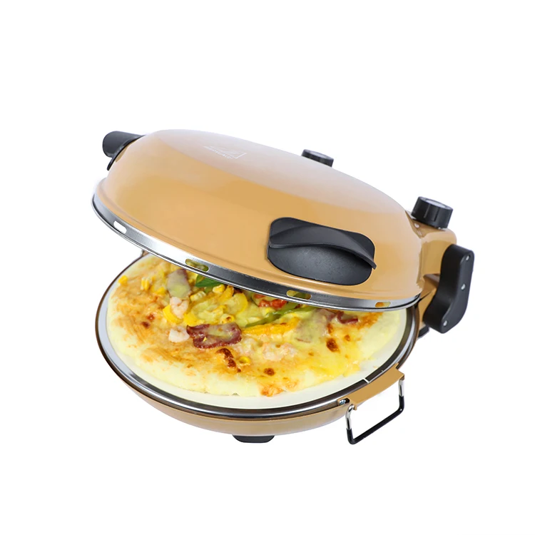 
2021 Hot Sale 220v Electric Non Stick Pizza Maker Machine for Household Home 36.5-38.5cm Mini Size with Stone Baked 