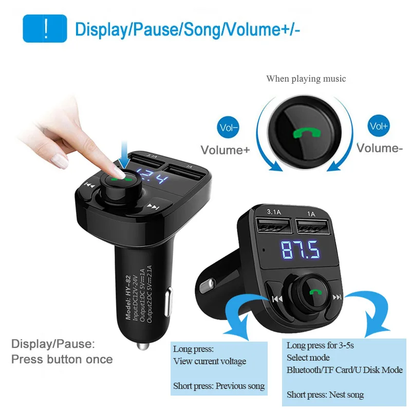  New Arrival Qc3.0 Quick Charge Car Bluetooths 5.0 Handsfree Kit Fm