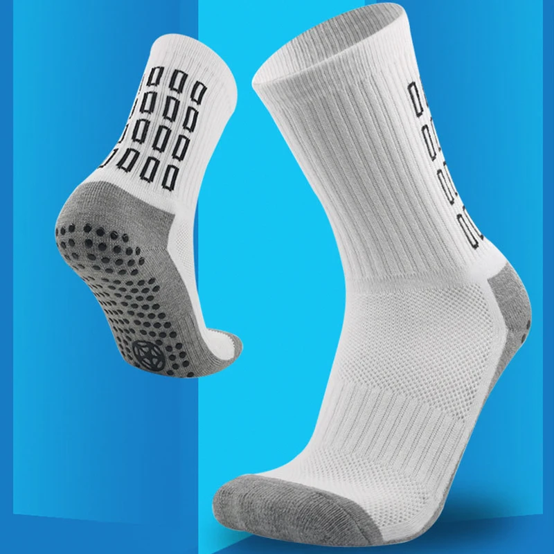 Qichuan Custom Compression Crew Glue Durable Running Outdoor Sports Terry Thickened Grip Basketball Football Socks Soccer