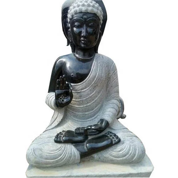 white marble buddha sitting on lotus statue sculpture