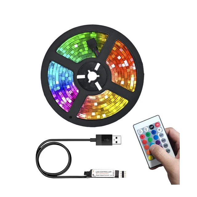 Joystar Energy Saving 5V TV RGB 5M SMD 2835 Strip Light Custom Design Remote Control LED Smart Strip Lights With USB