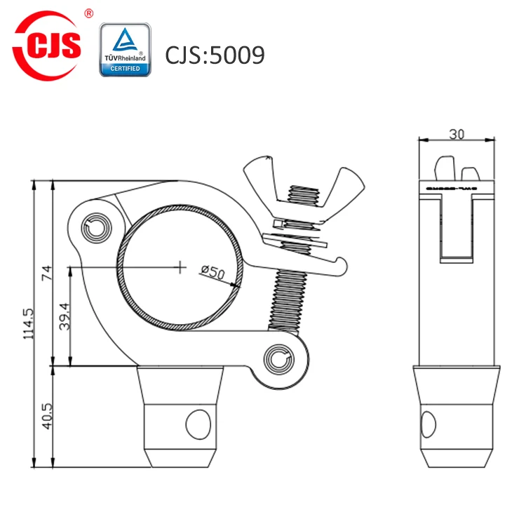 Aluminum Mounting Pipe for Led Par Light Max Load 300kg tube clamp
