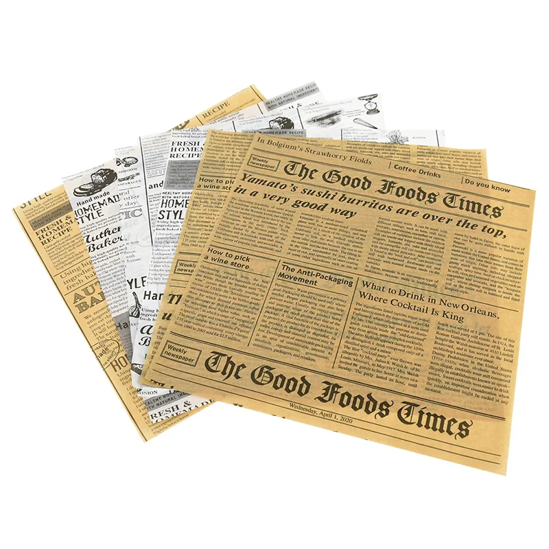 Non Stick Newspaper Printing Deli Sandwich Wrapping  Paper
