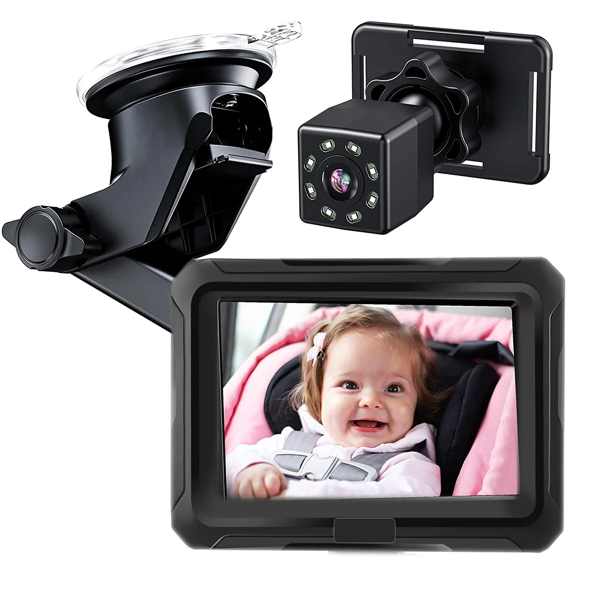 Factory Wholesale 4.3inch HD Screen Baby Monitors Back Seat Car Baby Children Video Mirror Monitor and Camera Set