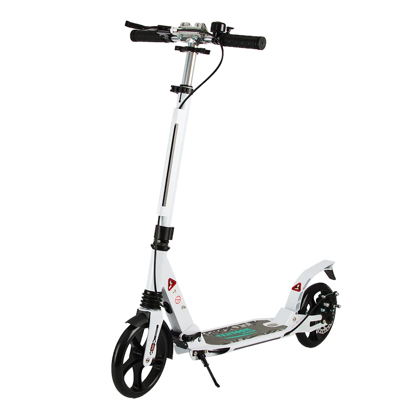 Самокат с регулируемой высотой, двойной подвеской, дисковым тормозом и плечевым ремнем, большие колеса 8 дюймов