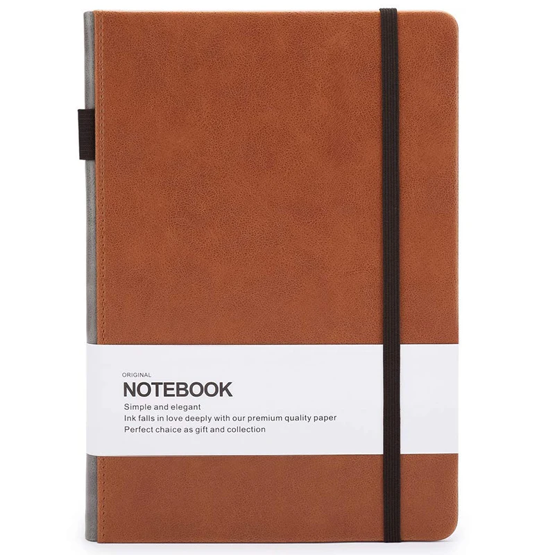 High Quality A5 Business Engraved Leather Bound Plain Journal Notebook with A Pen Loop