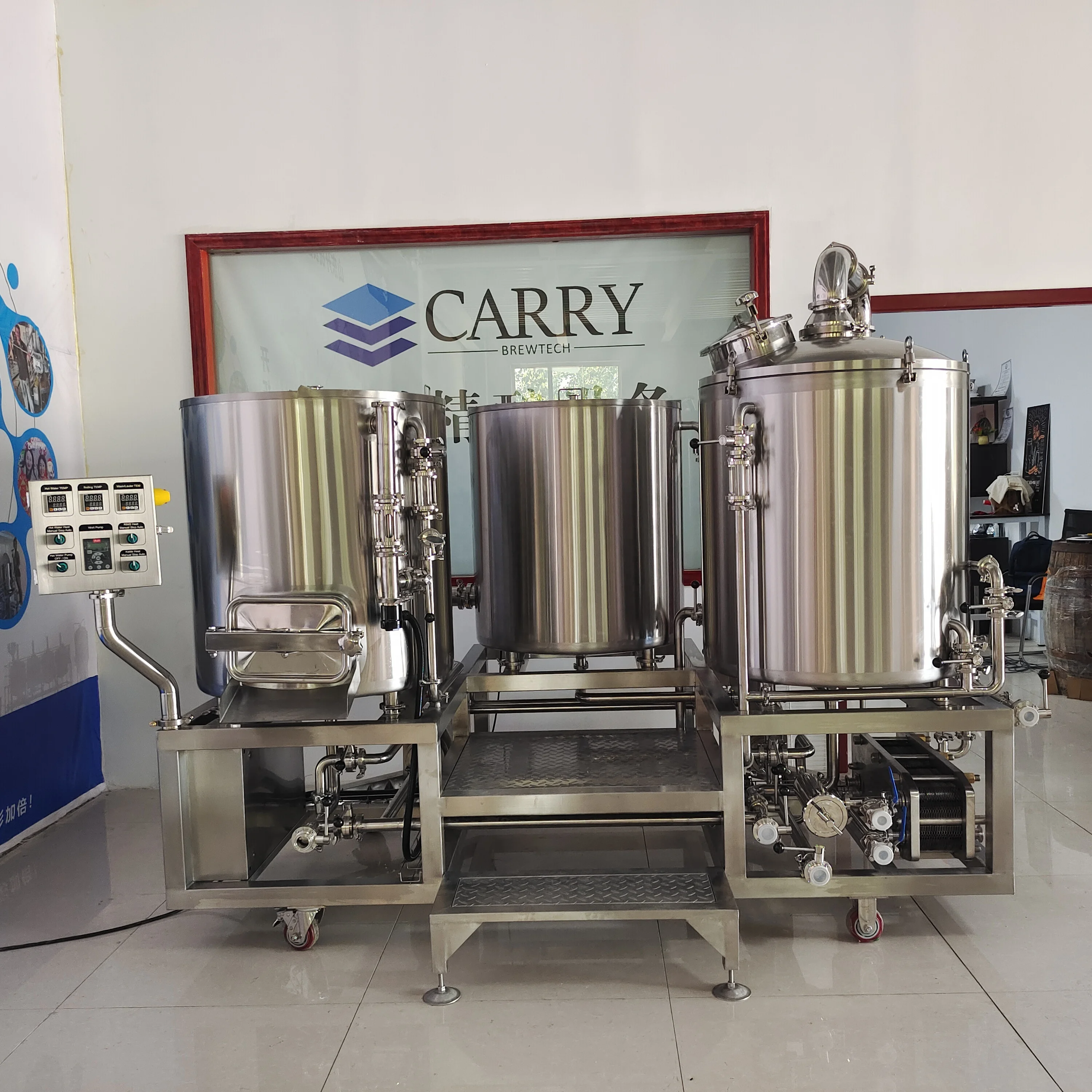 Domestic brewing equipment Carry brewery 3 vessel beer brewing diy by micro brewery vendor beer brewing plant for canned beer