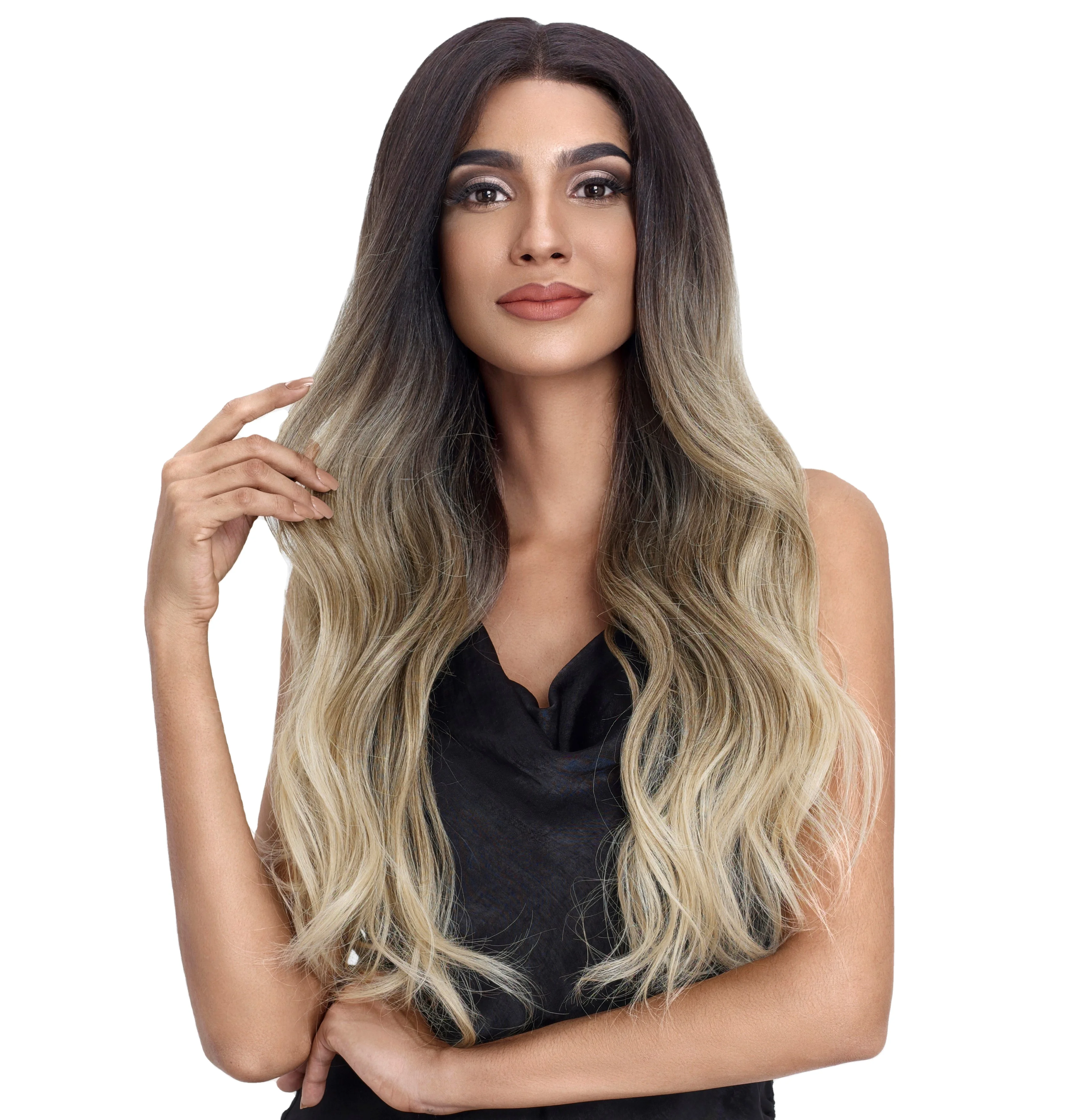 360 lace frontal ombre color blond body wave wig sleek wholesale heat resistant lace  body wave Synthetic Hair Wig for women