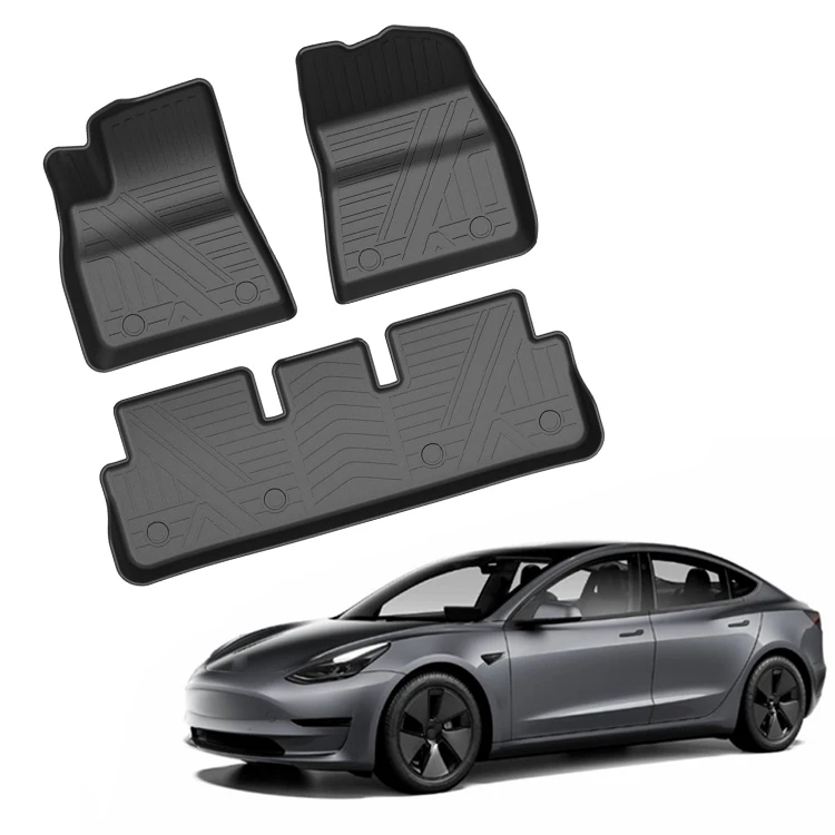 High Quality TPE Material Front Rear Car Mats for Tesla Model 3 2018+ Tpe Car Mats Car Floor Mat