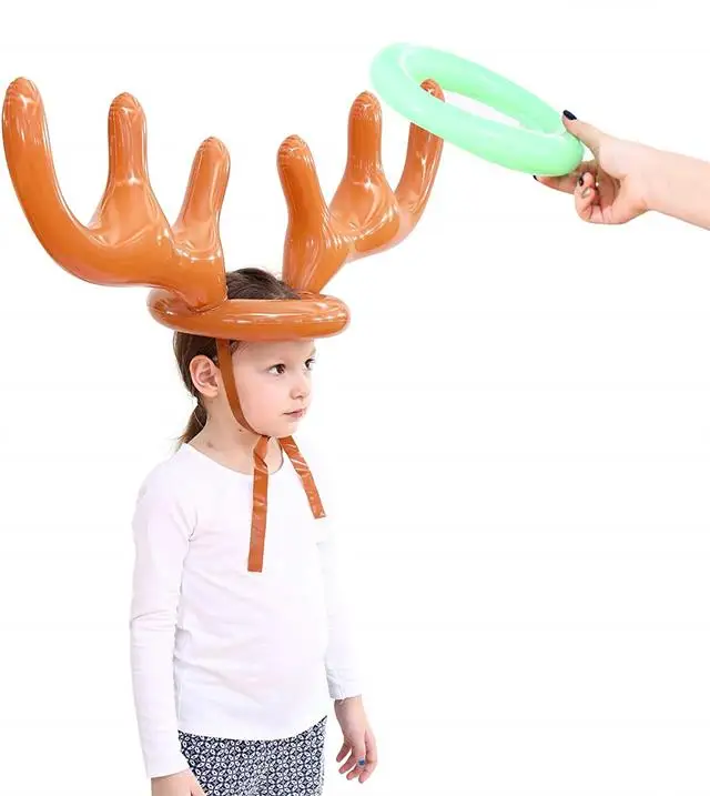 Inflatable Reindeer Ring Toss Antler Games Toys for Christmas Xmas Holiday Party Favors