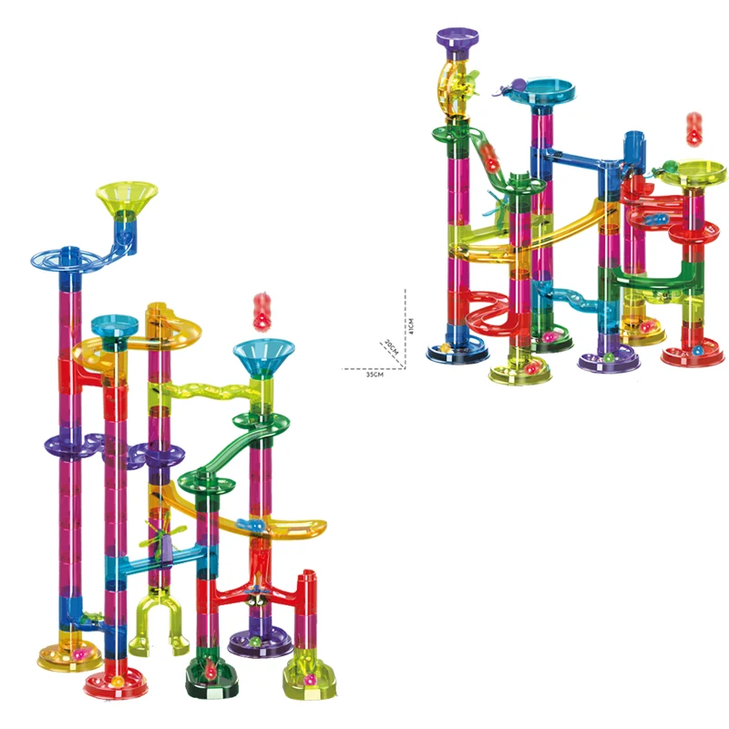 2024NWE Kids DIY Track Marbles Run Pipeline Game Assembling Building Block 81PCS Maze Track Ball Toy